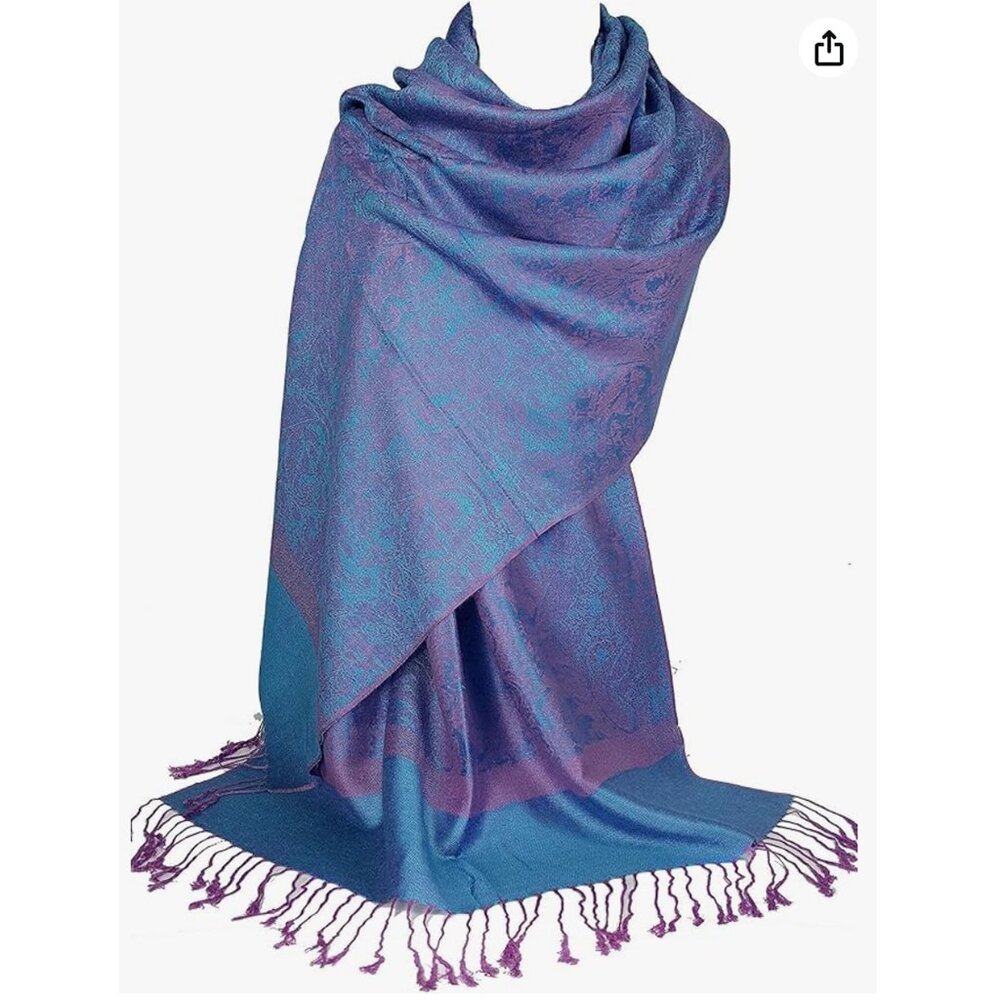 Blue Purple Festival Style Bohemian Scarf Paisley Shawls Wrap for Women Gift Mom
